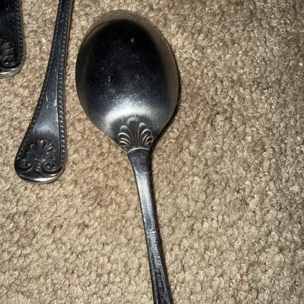 Vintage Supreme Cutlery Abbey Shell Soup Spoons 3